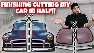 WIDENING MY ENTIRE CAR! 1950 CHEVY CHASSIS SWAP ON MODERN PONTIAC G8 FRAME! LETS CHOP EVERYTHING!