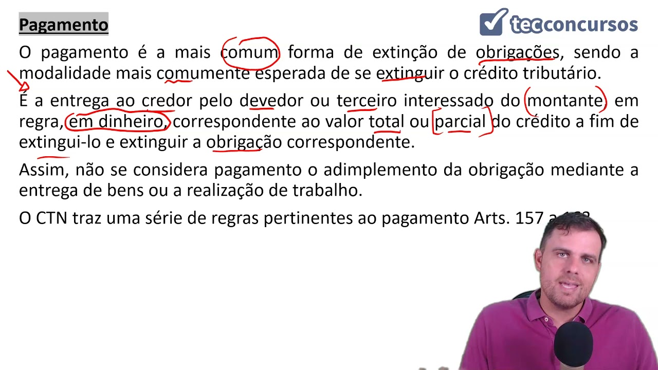 07.04. Aula de Extinção do Crédito Tributário (Direito Tributário) - Parte 1