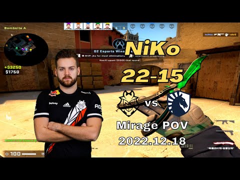 G2 NiKo (22-15) vs Liquid (Mirage) @ BLAST Premier Global Finals 2022 - CSGO POV