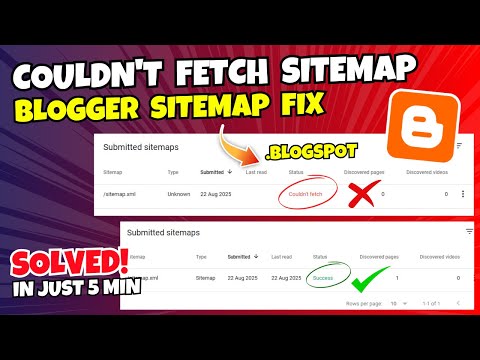 Sitemap couldn't fetch in Blogger Search Console | 100% Sitemap Success with Live Proof