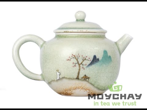 Teapot # 33837, wood firing, hand painting, ceramic, Dehua, 165 ml.