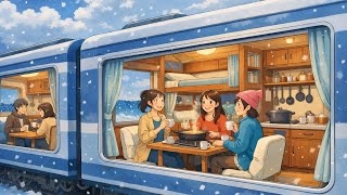 Cozy Winter Train Journey | Aesthetic Ghibli-Style Night Ride Through Snow