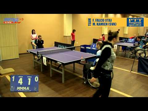 Para Table tennis Open 2013 Eger - F. Falco ITA vs. M. Kamien SVK wheelchair team match