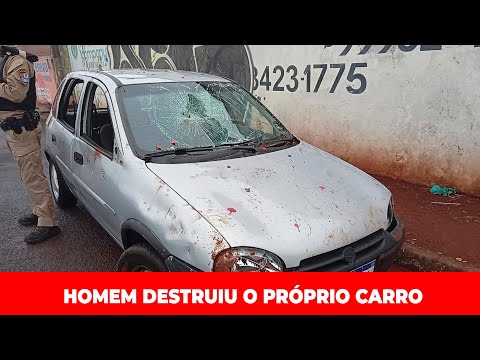 Man destroys his own car after accident in Apucarana.