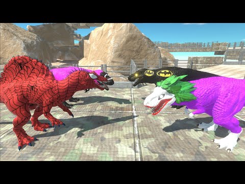 JOKER & BATMAN T-REX TEAM DEATH RUN - Animal Revolt Battle Simulator