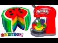 Create a Play Doh Cocomelon Rainbow Cake | Learn Fruits and Colors in a Toy Kitchen