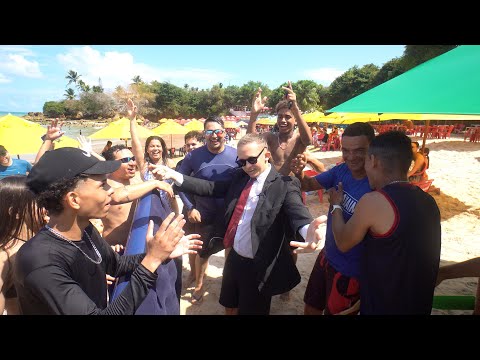 WITH SUITCASE AND GOBLET IN SUMMER