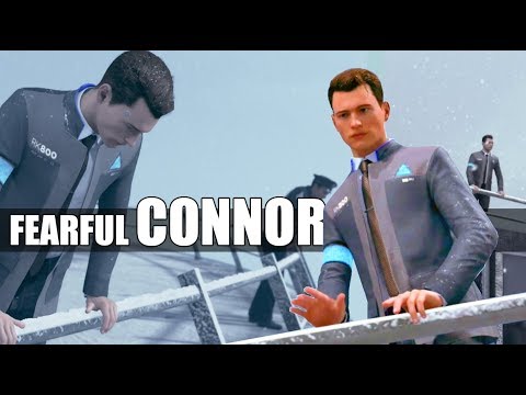 Detroit Become Human - Connor Shows Fear After Looking Over the Edge (Stratford Tower Rooftop)