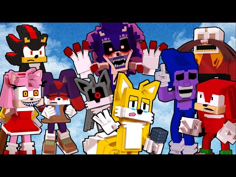 EnderOverNight - "Chasing" but everyone Sings it - Tails.exe x Friday Night Funkin' Minecraft Animation (FNF) #2