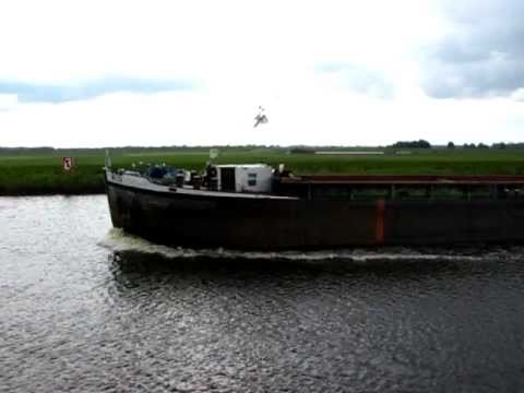 Vorbeifahrt Binnenschiff Wilka - GMS - 04031290 am Schreibpegel Reithörne