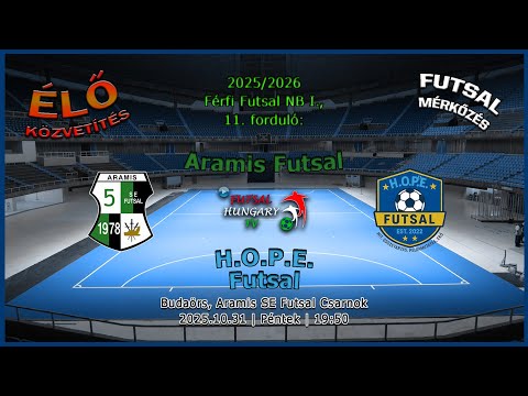 Férfi Futsal NB I: Aramis SE - HOPE Futsal (2025.10.31, stream)