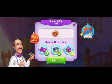 HomeScapes Level 839 Walkthrough || Hard level || Donut Collectable || 2 Moves Left