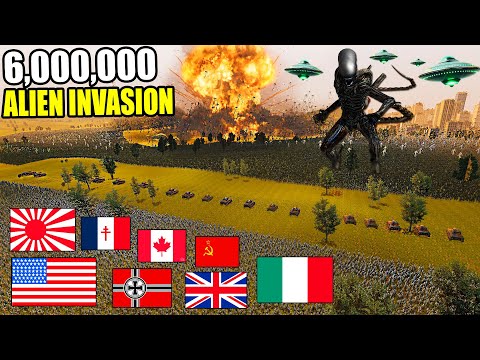 Can All WW2 ARMIES Hold City Siege VS 6,000,000 ALIEN INVASION?! - UEBS 2: Xenomorph Mod