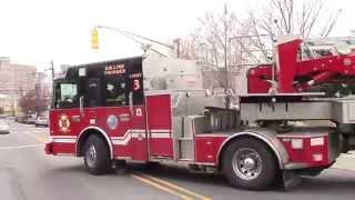 preview picture of video 'Jersey City, NJ New Engine 7 Ladder 3 responding 4-10-15'