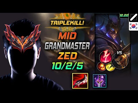 GrandMaster Mid Zed Build Duskblade of Draktharr Electrocute - Zed Mid vs Akshan - LOL KR 12.22