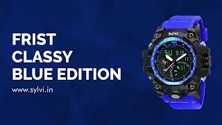 Sylvi Analog Digital Sports Mens Watch with Big Classy Blue Dial