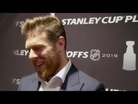 Joe Pavelski speaks to the media for the first time since injury
