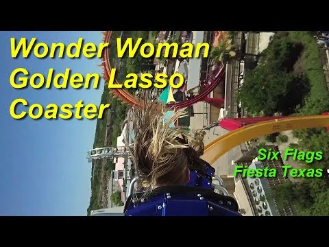 On-ride point of view of Wonder Woman Golden Lasso Coaster