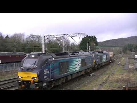 DRS 68033+68003 6K73 Flasks Carnforth 090319