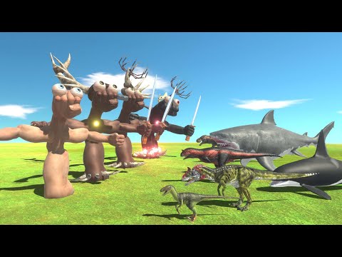 Mr Hand VS Dinosaurs + Aquatics - Animal Revolt Battle Simulator