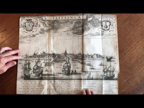 Vlissingen Flissinga c.1640 lot x 2 maps Hoeye prospect city view Guicciardini