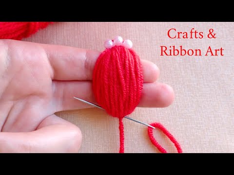 Amazing Woolen Craft Ideas with Fingers - Super Easy Flower Making with Wool - Hand Embroidery Trick