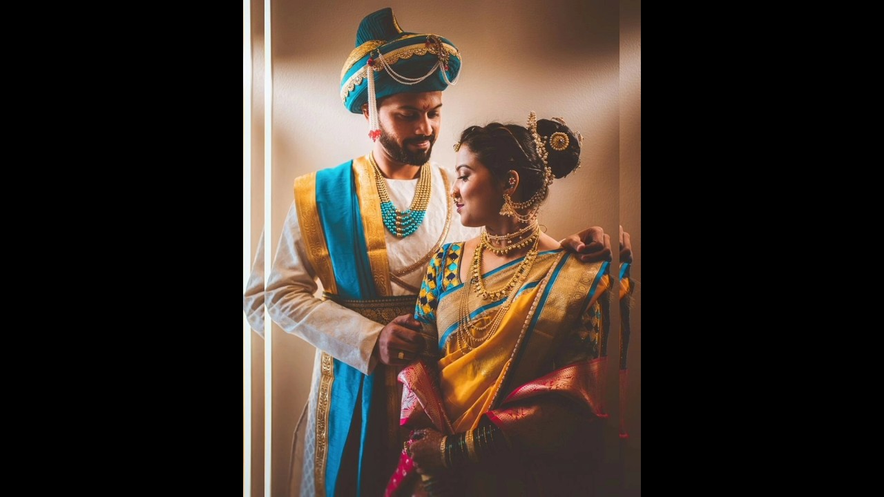 Stunning Nauvari Saree on  Marathi Bride | Maharashtrian Bride  | Bride Groom Look combination