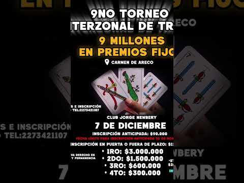 Domingo 07/12/25. 20 hs. Carmen de Areco, Prov. de Bs. As. #locosxeltruco #truco #torneotruco