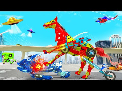 Flying Muscle Car Robot Transform Horse Robot Game - All levels gameplay walkthrough #1 | PLAYGAMERZ