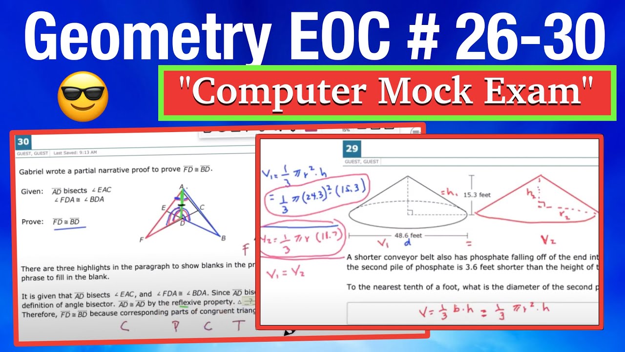 Geometry EOC - #26-30 Computer Practice Exam, Calculator Day