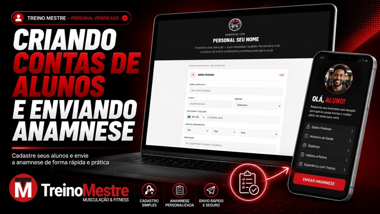 Criando contas de alunos e enviando Anamnese