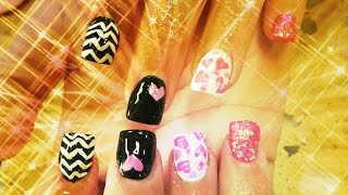 HOW TO VALENTINES HEARTS ACRYLIC NAIL DESIGN