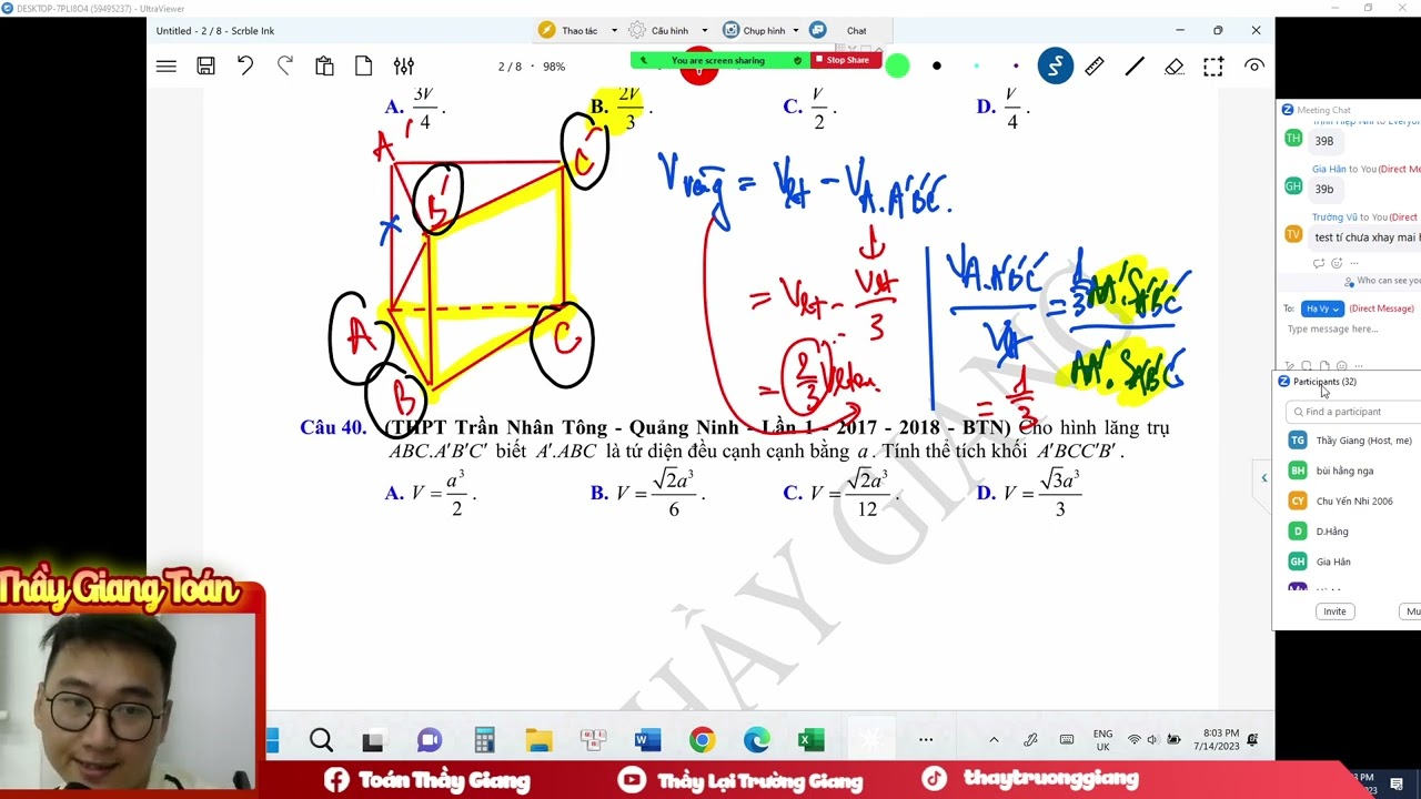 TỶ LỆ THỂ TÍCH LĂNG TRỤ