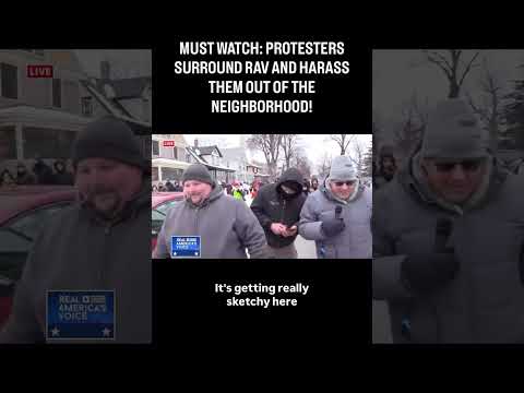 PROTESTERS SURROUND RAV AND HARASS THEM OUT OF THE NEIGHBORHOOD!