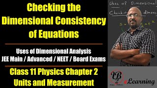 Checking the dimensional consistency of equations. Uses of Dimensional Analysis. Class 11 Physics