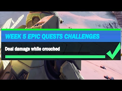Deal damage while crouched (500) - Fortnite Week 5 Challenges Epic Quest Challenges