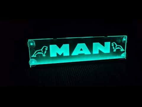 Led табличка для грузовика с надписью и логотипами "Man", зеленая подсветка - фото 1 - id-p2905973605