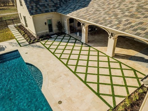 Synthetic grass by the pool