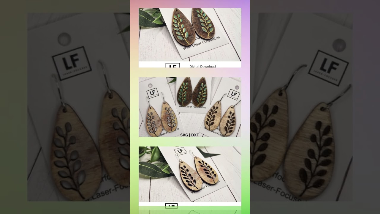 Eucalyptus Teardrop Wooden Earring SVG File  #svg #svgfiles #svgs #woodenearrings #lasercutjewelry