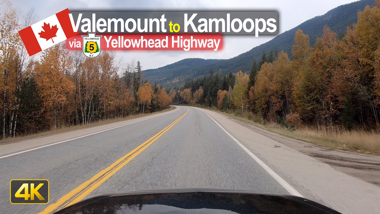 Fall Drive from Valemount to Kamloops, BC Canada on a Rainy Day | 4K