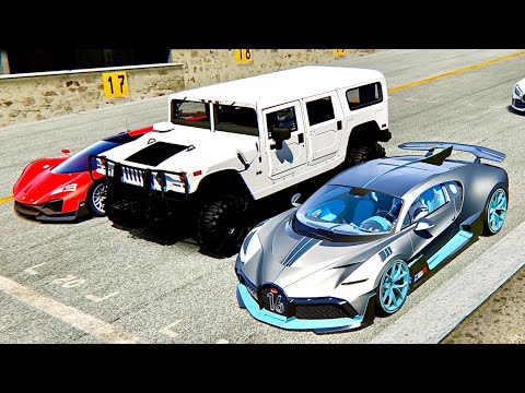 Bugatti Divo vs Hammer H1 Monster vs Ferrari Xezri - Old Spa