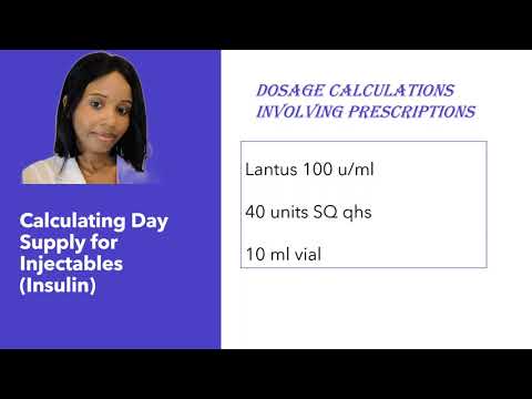 Insulin Dosage Calculations |Calculating Day Supply | NAPLEX, PTCB