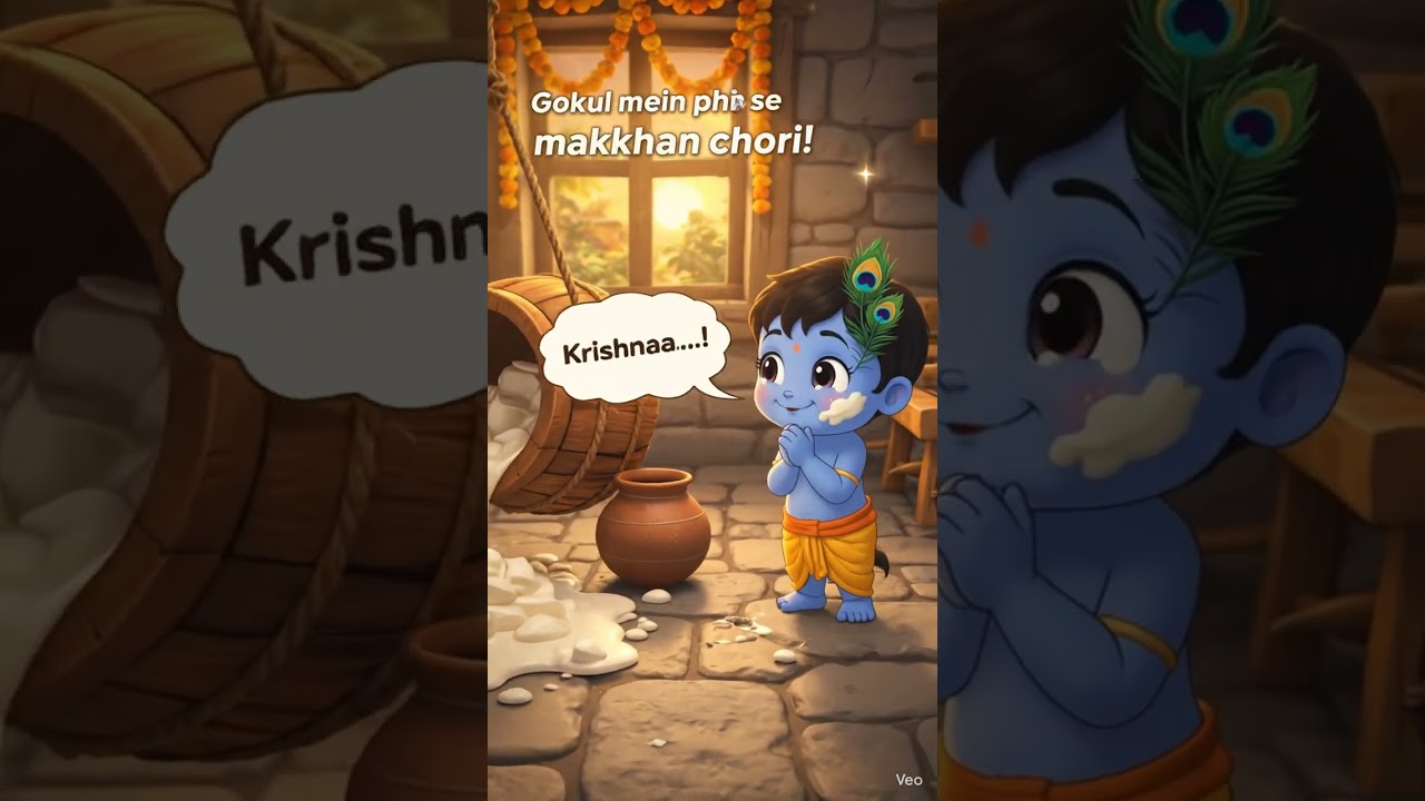 Cute Krishna ASMR Animation❤️#ghibli#shorts#krishnaleela#aianimation #viralreels#krishna#CuteKrishna