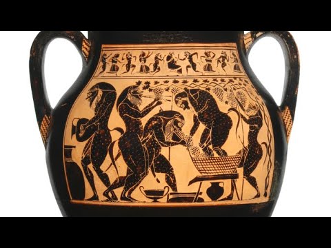 Animated Ancient Greek Vase with Aulos (Double Pipe) Solo