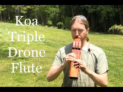 Koa Triple Drone Flute Key of A - Elemental Flutes
