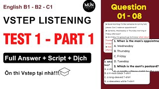 EP 1. Luyện Nghe VSTEP Listening PART 1 Có Đáp Án Và Dịch NGhĩa Chi Tiết * Tiếng Anh B1