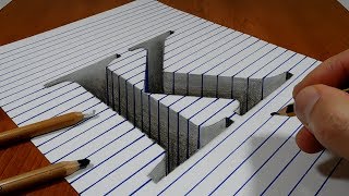Draw a Letter K Hole on Line Paper - 3D Trick Art