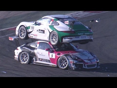 Incredible Moment A Porsche Lands On Another Porsche