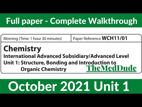 Edexcel IAL Chemistry Unit 1 WCH11/01 October 2021 - Full Paper Walkthrough