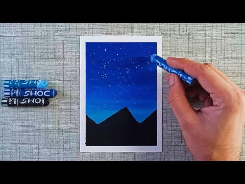 Moonlight Drawing || Oil pastel drawing for beginners | menggambar